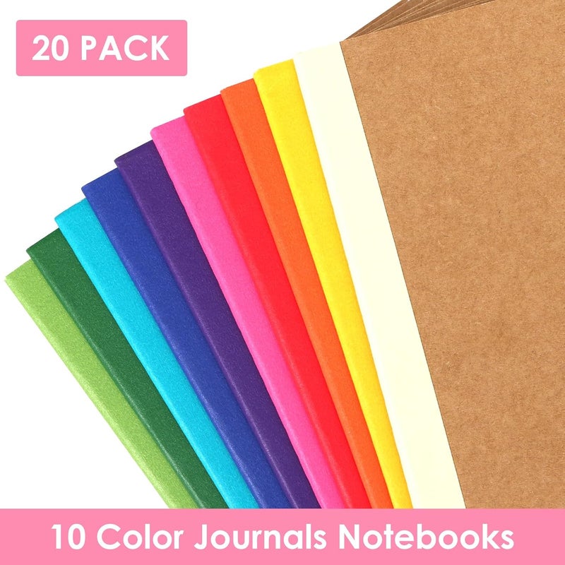 LABUK 20pcs Notebooks Bulk, A5 Kraft Lined Journals Bulk, Rainbow Composition Journal, 12 Colors 60 Pages for Journaling, Writing, School, Kids Gift - Image 3